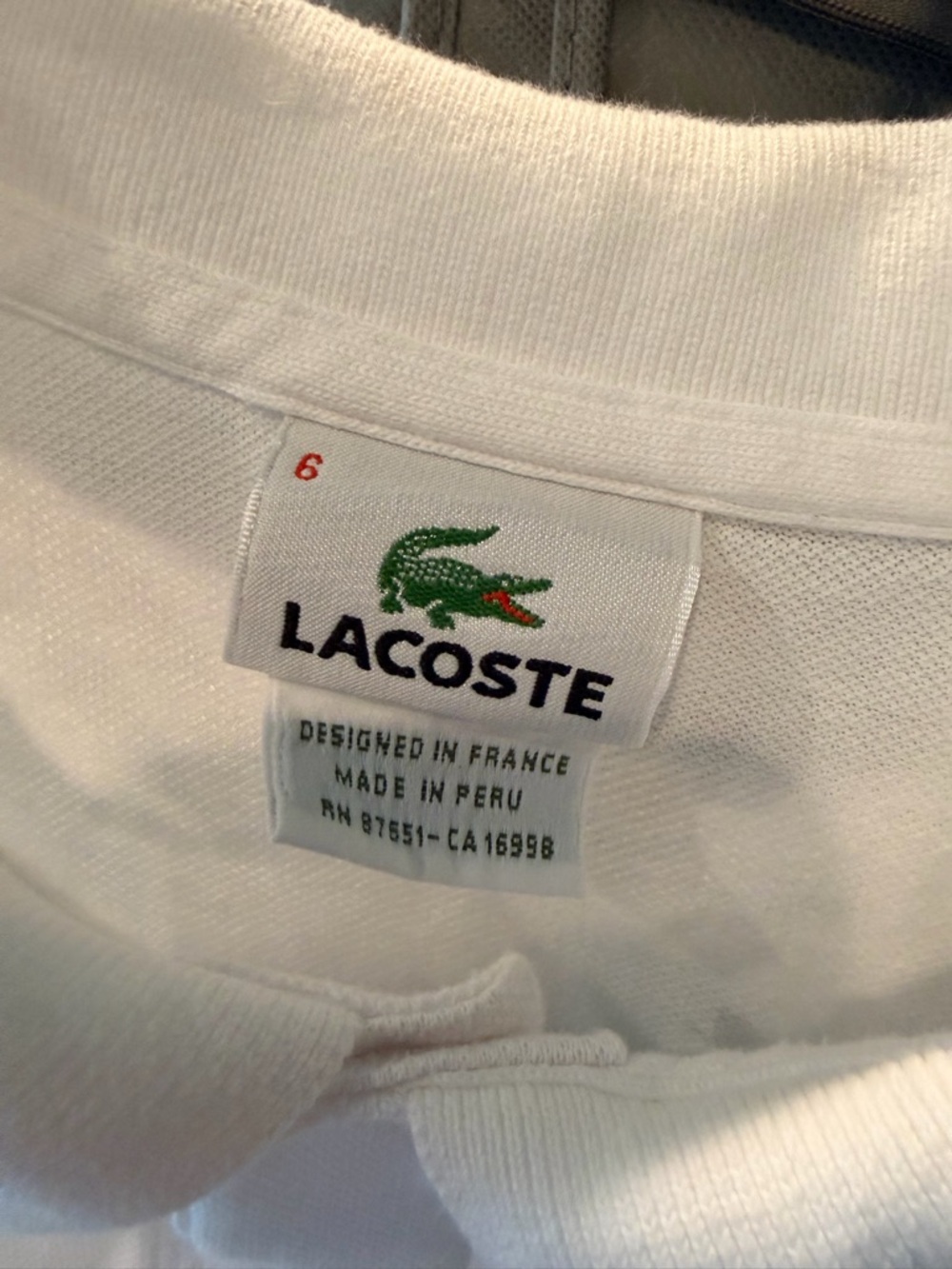 Lacoste White Polo with Green Embroidered Crocodile - Picture 3 of 3
